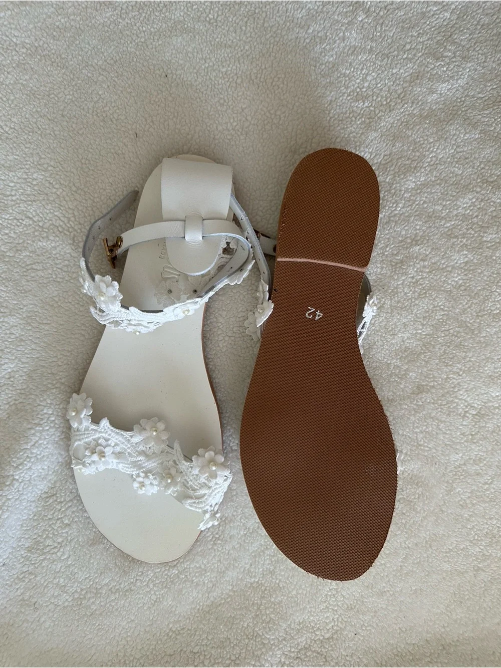 Wedding sandals, bridal , greek sandals, white sandals, pearls , beach sandals - Picture 11 of 12